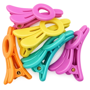 Set 18 elastice par 1.5 cm si 5 cleme 3 cm model iepuras, cutie organizator transparenta, multicolor - Img 7