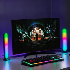 Set 2 lampi LED RGB, 12 culori, 4 moduri de iluminare, montare verticala sau orizontala, alimentare USB, telecomanda inclusa, 26.5 x 4.1 x 3.5 cm, negre - iluminare moderna, dinamica si personalizata - Img 4