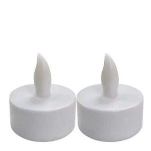 Set 2 lumanari decorative LED albe 4.1 x 3.9 cm, iluminare galbena, efect flacara, 6 baterii LR41 AG3 incluse, pentru decor casa, masa si aniversari