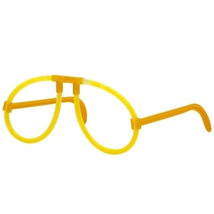 Set 2 ochelari decorativi fluorescenti pentru petreceri si festivaluri, design rotund, accesorii luminoase din plastic, galben - Img 6
