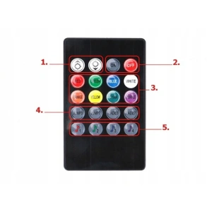 Set 4 benzi LED RGB pentru iluminarea interioara a masinii, cu telecomanda, 8 culori, 12 LED-uri pe banda - efecte luminoase ambientale - Img 3