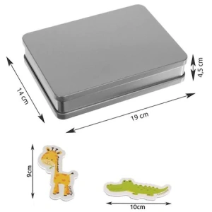 Set 42 magneti de frigider cu diverse animale pentru copii,cutie de depozitare metalica - Multicolor - Img 3