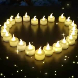 Set 5 lumanari decorative LED albe 3.7 x 3.8 cm, lumina galbena, flacara transparenta, baterii AG4 incluse, pentru casa, petreceri si decor festiv - Img 3