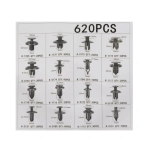 Set 620 clipsuri universale auto, 5 chei extractoare, 16 tipuri de pini, 18 dimensiuni diferite, plastic, negru, cutie depozitare - kit complet pentru reparatii si fixari auto - Img 7