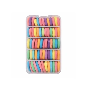 Set 65 elastice par subtiri pastel 2 cm, elastice textile pentru fete si femei, cutie organizator