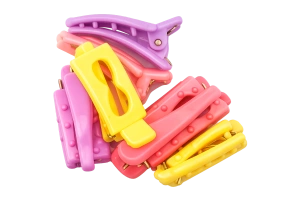 Set accesorii par 18 elastice 1.5 cm si 6 cleme 3 cm, colorate, cutie organizator transparenta - Img 5