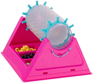 Set creativ pentru bratari cu margele, roz, razboi de tesut rotativ, accesorii complete si sabloane, kit handmade pentru copii 5+ ani - Img 4