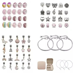 Set de artizanat, confectionare bijuterii de mana handmade pentru copii, 69 piese - Multicolor - Img 3