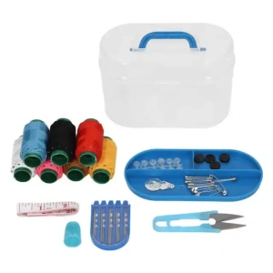 Set de croitorie, 32 de articole diferite, cutie cu clips pentru depozitare, plastic, 12.5 x 7.5 cm, multicolor - Img 5