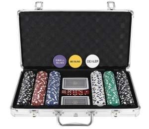 Set de poker cu 300 jetoane,trusa depozitare din aluminiu - Multicolor - Img 3