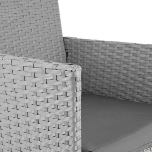 Set mobilier gradina ratan gri deschis cu canapea 2 locuri, 2 fotolii si masa sticla, perne incluse, rezistent exterior - Img 10