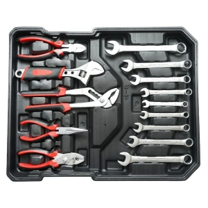 Set scule multifunctional 187 piese in troler rigid ABS si aluminiu, unelte profesionale crom vanadiu, kit complet cu roti si maner extensibil pentru reparatii si mentenanta - Img 7