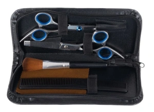 Set tuns profesional 7 piese cu foarfece coafura 6 inch, subtiere, pelerina, pieptene si accesorii, pentru uz salon si acasa - Img 8