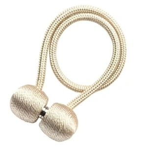 Suport magnetic pentru perdele, snur decorativ elegant din poliester, 44 cm, alb auriu