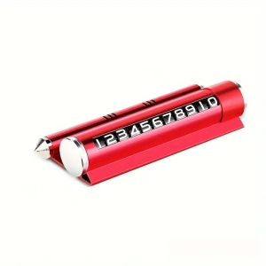 Suport numar telefon parcare auto multifunctional, suport telefon, spargere geam, compartiment parfum, aluminiu PC, rosu