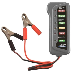 Tester pentru baterie auto 12V, 15A, lungime cablu 25 cm, dimensiuni 12x5.2x1.8 cm - echipament de diagnosticare compact si eficient Verifica rapid si precis starea bateriei autoturismului tau cu ajut