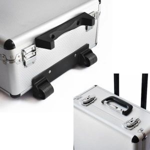 Trusa profesionala de scule, 187 piese, organizare eficienta in troller din aluminiu cu roti si maner telescopic, negru-rosu - Img 4