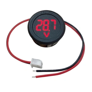 Voltmetru de panou DC digital 4-100V, afisaj LED rosu, montaj incastrat, indicator tensiune pentru baterii, surse si instalatii electrice, 33.8 mm - Img 2