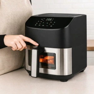 Air Fryer 6L cu fereastra de vizualizare, 1500W, 8 programe inteligente, panou tactil digital, temperatura reglabila 80-200°C, negru - Img 2