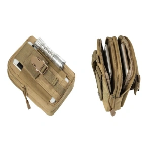 Borseta tactica pentru talie multifunctionala 1L, organizator EDC, poliester rezistent, impermeabil, bej 18 cm - Img 3