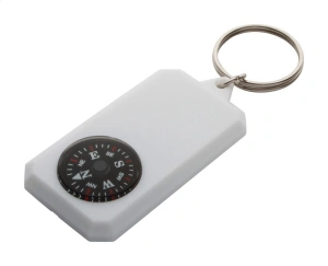 Breloc chei cu busola integrata, alb, plastic rezistent, inel metalic, 9x3x0.6 cm, accesoriu orientare si organizare - Img 3