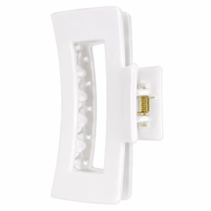 Clama par alba 10.3 x 5 cm, cleste lat din plastic rigid, fixare sigura pentru coc, coada si par lung - Img 3