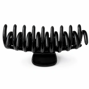 Cleste de par negru 10.9 x 4.5 cm, plastic rigid cu dinti curbati, accesoriu rezistent pentru fixarea parului lung si voluminos