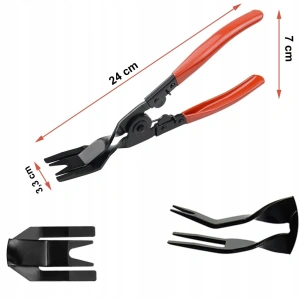 Cleste profesional pentru demontare clipsuri auto, pini si cleme tapiterie, extractor pentru ornamente si benzi decorative, otel calit, manere ergonomice - Img 2