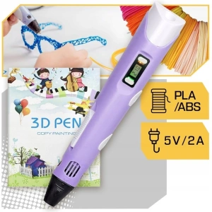 Creion 3D cu filament, violet alb, set complet 1.75 mm, 20 culori, 110 m, suport silicon, sabloane, degetare, ecran LCD, temperatura reglabila, duza ceramica - Img 9
