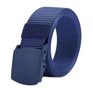 Curea barbati din nylon ajustabila, design fara gauri, catarama din plastic rezistent, 120 cm, albastru - stil modern, confortabil si versatil
