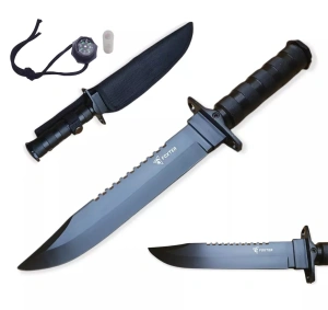 Cutit pentru vanatoare, otel inoxidabil, maner ergonomic, 35 cm, husa inclusa, negru - Img 5