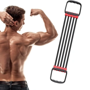 Extensor cu 5 benzi elastice de rezistenta pentru fitness - antrenament complet, portabil, reglabil, 67 cm, negru - Img 4