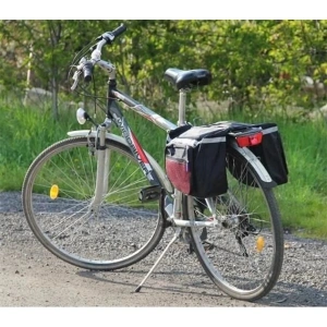 Geanta dubla pentru Bicicleta, cu montare pe portbagaj, negru, 4x compartimente - Img 4