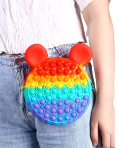 Geanta senzoriala Pop It multicolor, 16 cm, silicon flexibil, antistres, reutilizabila, accesoriu pentru copii, 3 ani+ - Img 5