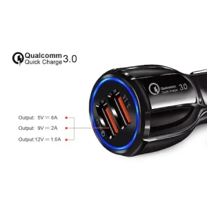 Incarcator bricheta auto 12V-24V, 2x USB 3.0 cu incarcare rapida - Negru - Img 4