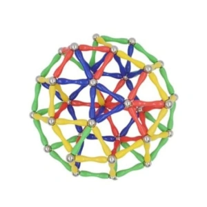 Joc de constructie magnetic multicolor, 50 piese 3D, set educativ cu forme geometrice si magneti, pentru dezvoltarea creativitatii si gandirii spatiale, 3 ani+ - Img 10