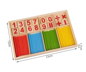 Joc educativ matematic din lemn cu betisoare colorate, numere si simboluri, 72 piese pentru invatare interactiva - Img 2