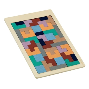 Joc puzzle pentru copii, tetris, educativ, 40 piese, lemn, culori pastelate, 3+ ani, 26.5 x 17.7 cm - Img 6