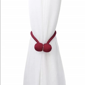 Kit 2 prinderi magnetice pentru perdele si draperii, snur decorativ impletit, 44 cm, rosu bordo - Img 2