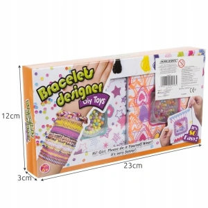 Kit de confectionare bratari, 11 ate colorate, 2 borcane cu margele, 23x12x3 cm - Multicolor - Img 5