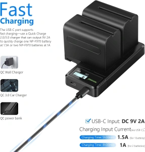 Kit iluminare profesionala RGB 2 x 60W, 2500K-8500K, cu 4 baterii NP-F970 6600mAh, 2 incarcatoare rapide, mini trepied si control prin aplicatie - Img 4