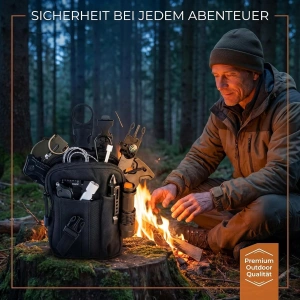 Kit supravietuire multifunctional 14 in 1 pentru camping si outdoor, cu lanterna, cutit pliabil, busola, bratara paracord si accesorii tactice - Img 2