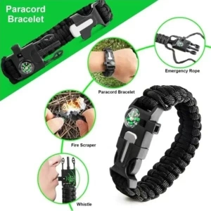 Kit supravietuire multifunctional 18 piese, camping si urgenta, busola, lanterna, cutit pliabil, paracord, patura termica, carcasa - Img 8