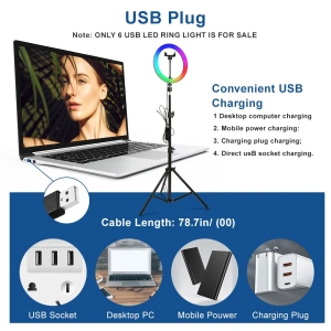 Lampa circulara LED 26 cm diametru,RGB,trepied 200 cm,telecomanda bluetooth pentru telefon - Img 3