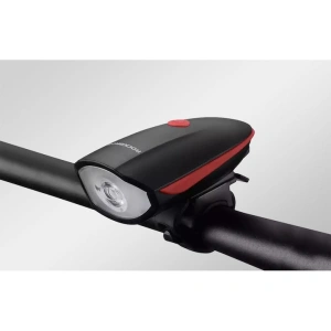 Lanterna bicicleta cu acumulator si sonerie, impermeabila IPX5, 250 lm, 1200 mAh, rosu - Img 3