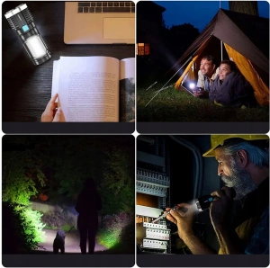 Lanterna portabila, 5 LED-uri, 4 moduri de iluminare, cablu Micro-USB inclus, ABS, baterie 1200 mAh, rezistenta la apa, negru - Img 9