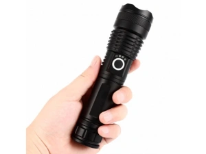Lanterna tactica LED, 5 moduri de iluminare, pentru vanatoare, camping, rezistenta la apa, negru - Img 7
