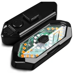 Lumina spate bicicleta cu semnalizare, IPX4, reincarcabila USB, 5 moduri de iluminare, telecomanda pe ghidon, 900 mAh, 9.4 x 3.3 cm, neagra - siguranta maxima si vizibilitate in orice conditii - Img 7