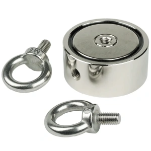 Magnet pentru pescuit, neodim, dublu, diametru 60 mm, forta de tractiune 2 x 150 kg - Img 5
