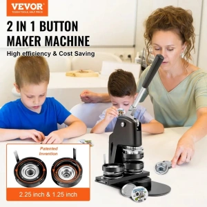 Masina 2 in 1 de facut insigne, include matrite 32 mm si 58 mm, kit complet 500 piese, maner ergonomic, ideal pentru branding, scoli, ateliere creative si proiecte DIY - Img 2